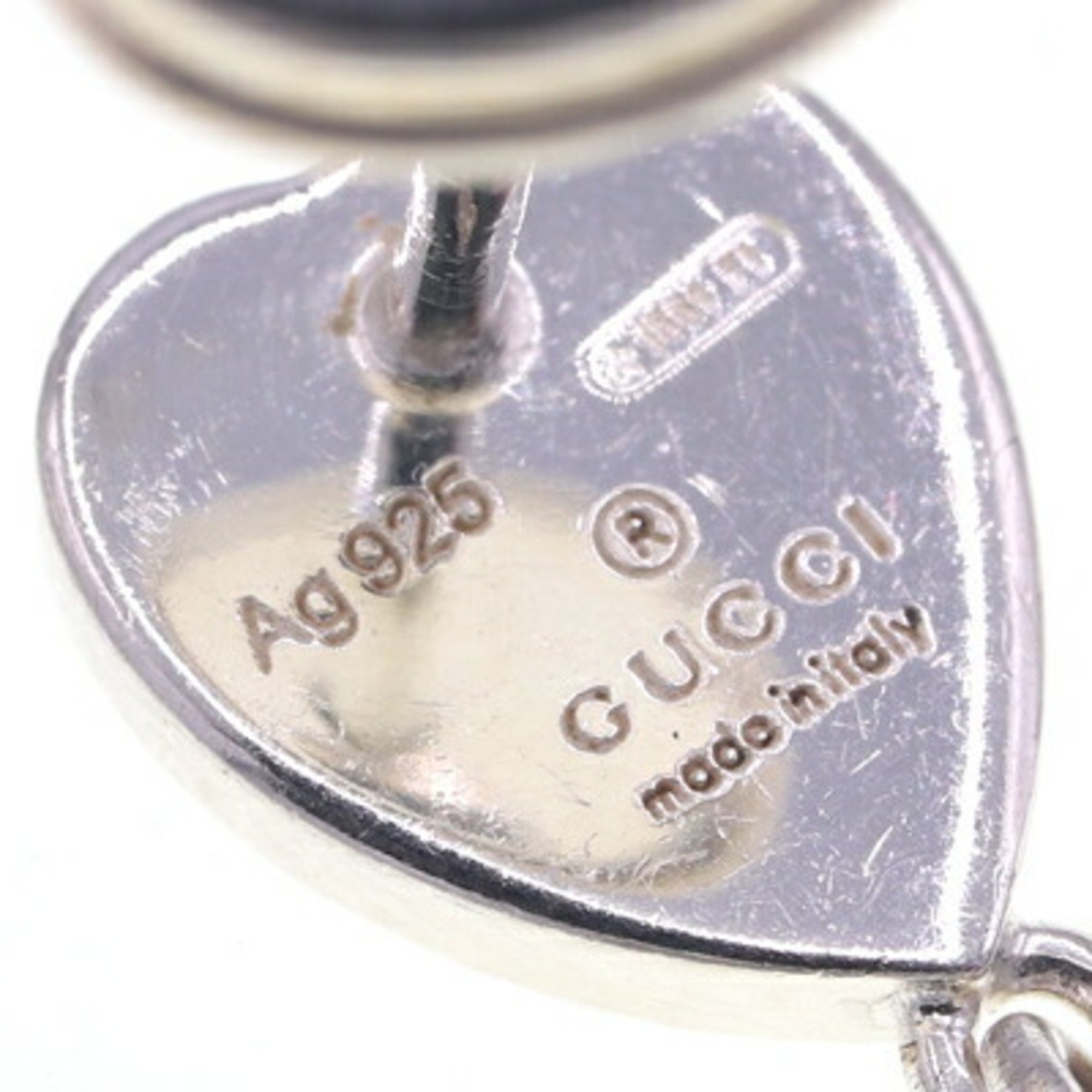 Gucci Earrings SV Sterling Silver 925 Ear Heart Swing Chain Women's GUCCI