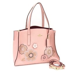 Coach Handbag Charlie Carryall Tea Rose Studs 26981 Pink Bordeaux Leather Shoulder Bag Flower Ladies COACH