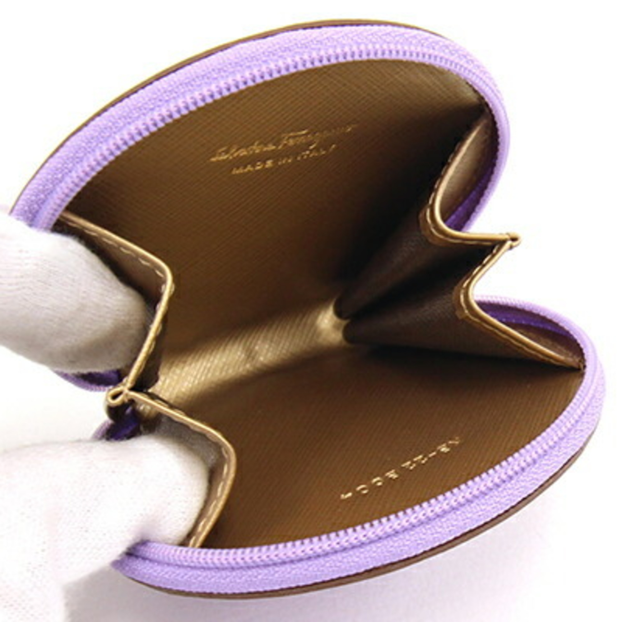 Salvatore Ferragamo Ferragamo Coin Case Vara KB-22B004 Purple Leather Ribbon Women's Salvatore