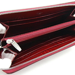 Cartier Round Long Wallet Happy Birthday L3000721 Bordeaux Patent Leather Red Women's