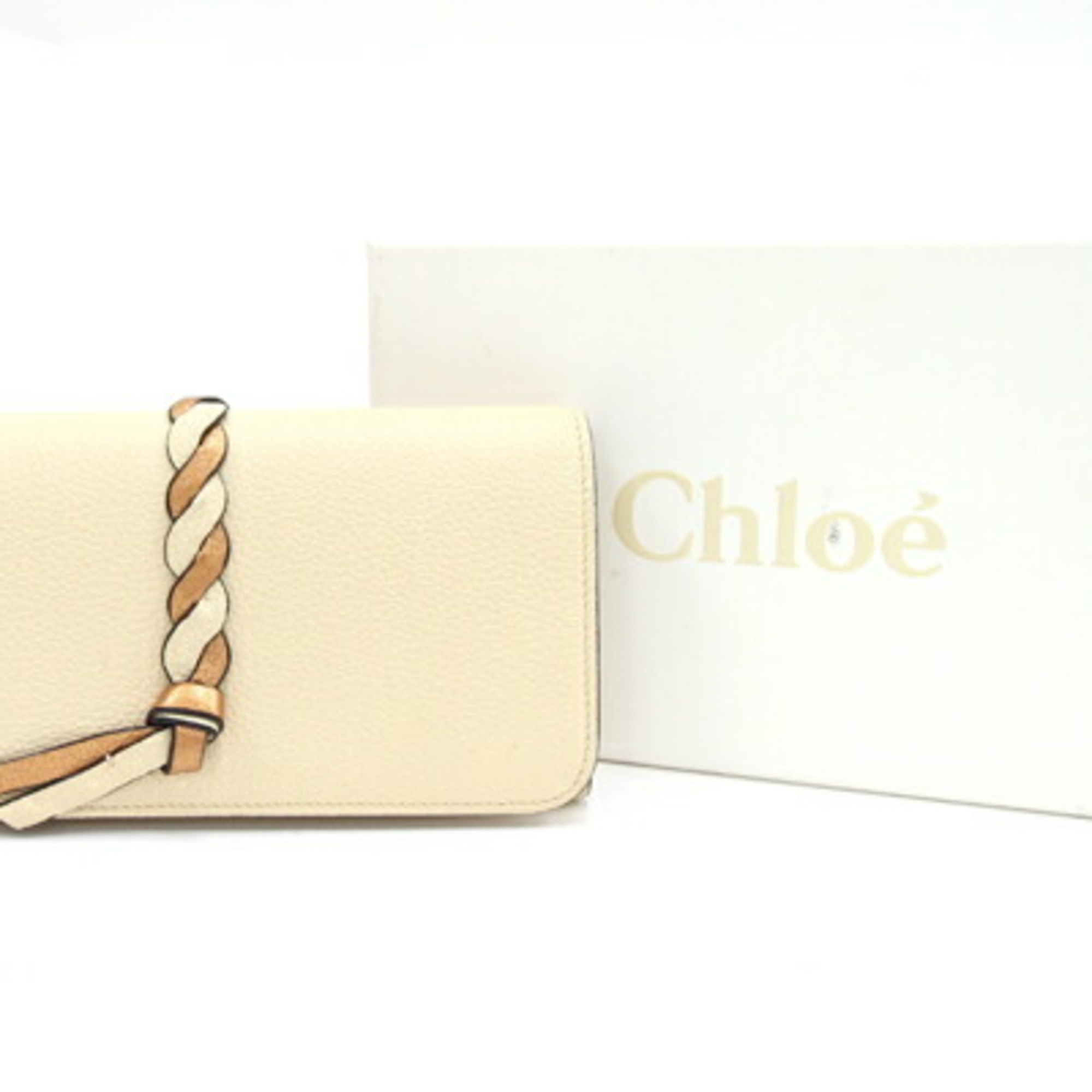 Chloé Chloe Bifold Long Wallet Ivory Leather Women's