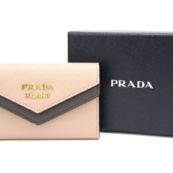 Prada Business Card Holder 1MC065 Beige Brown Leather Case Pass Ladies PRADA