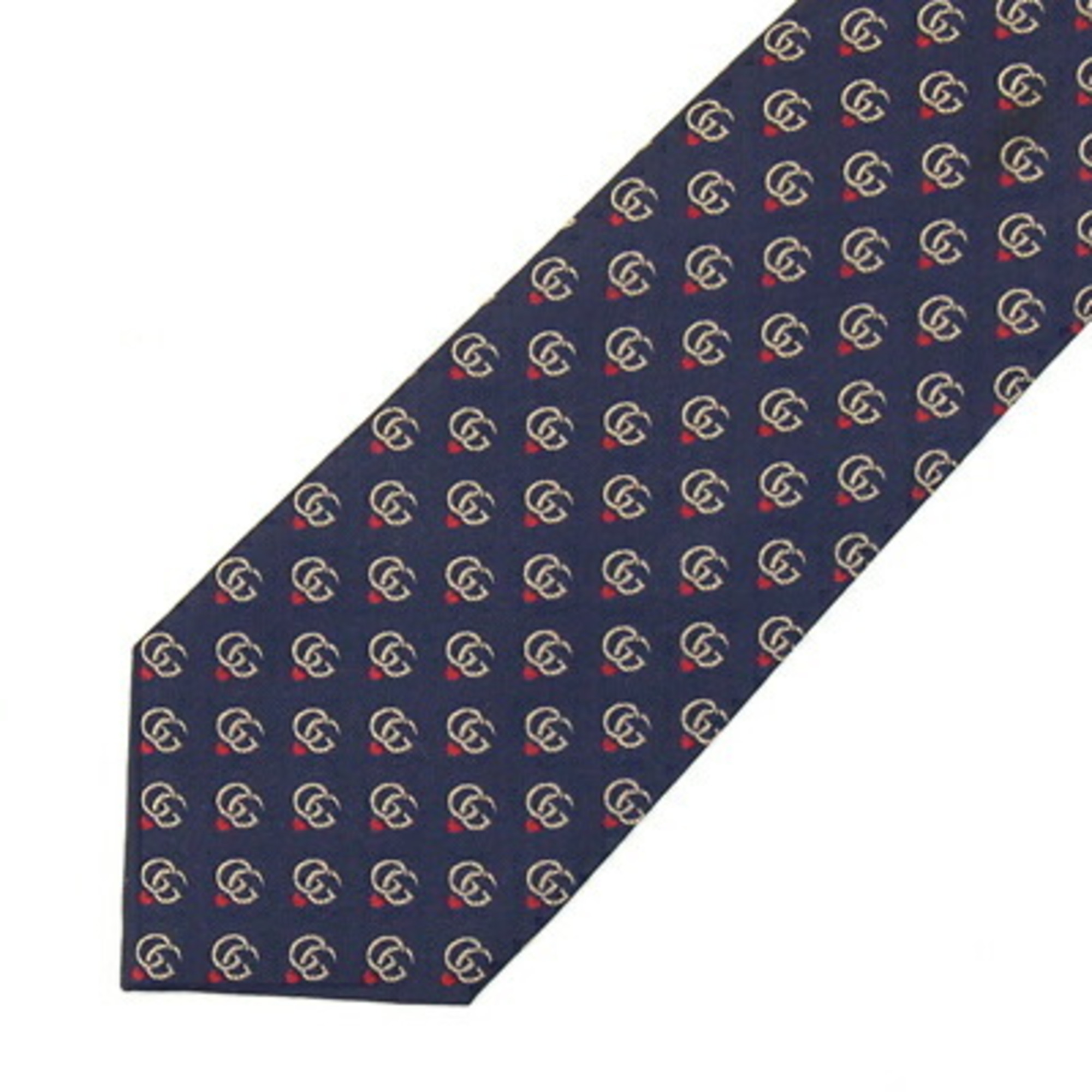 Gucci Tie GG Marmont 571789 Navy 100% Silk Men's Heart Double G Roots GUCCI