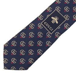 Gucci Tie GG Marmont 571789 Navy 100% Silk Men's Heart Double G Roots GUCCI