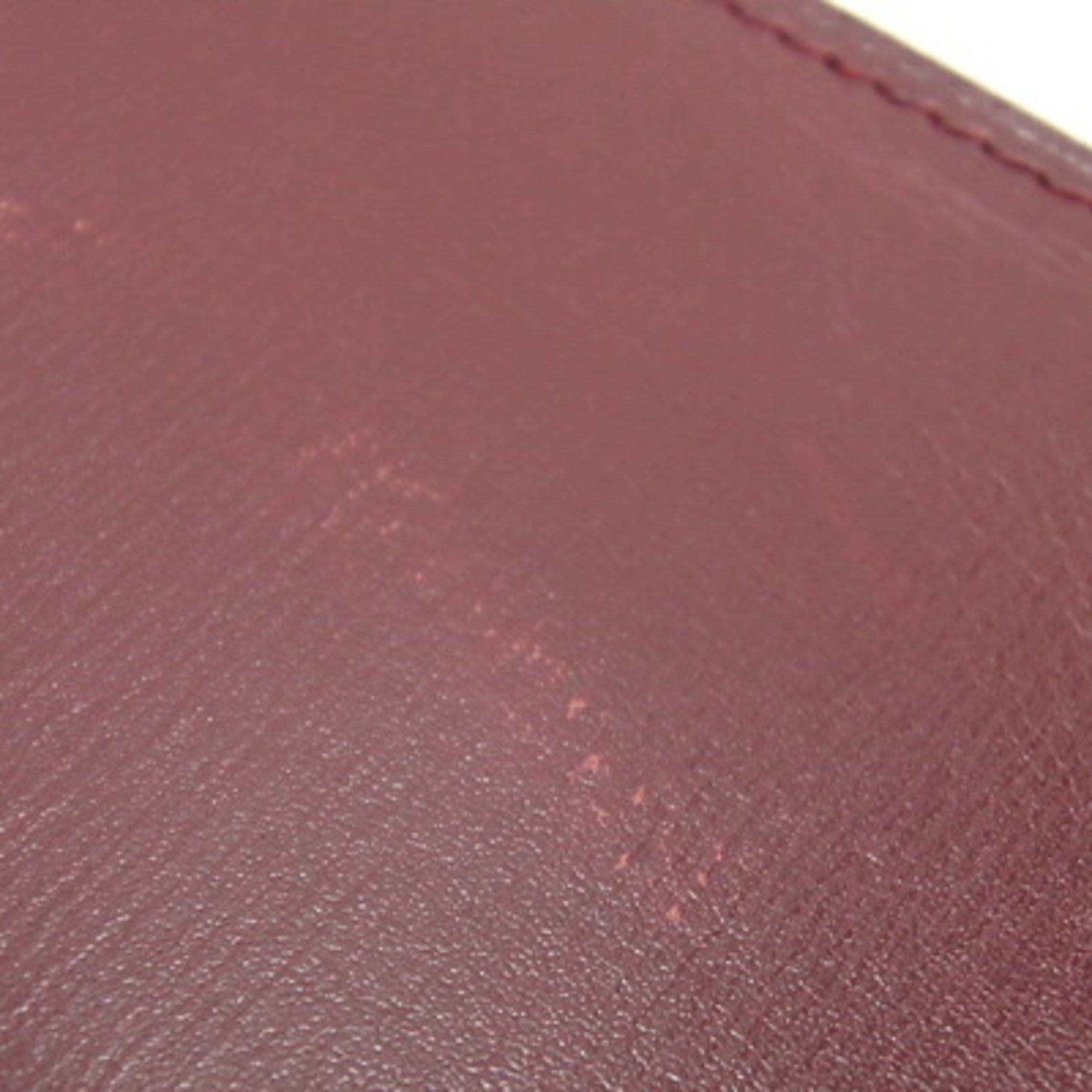 CELINE Pencil Case Bordeaux Leather Pouch Old Ladies