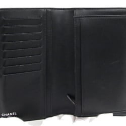 CHANEL Bifold Long Wallet Icon Symbol Charm A37151 Black Patent Leather Enamel Coco Mark Women's