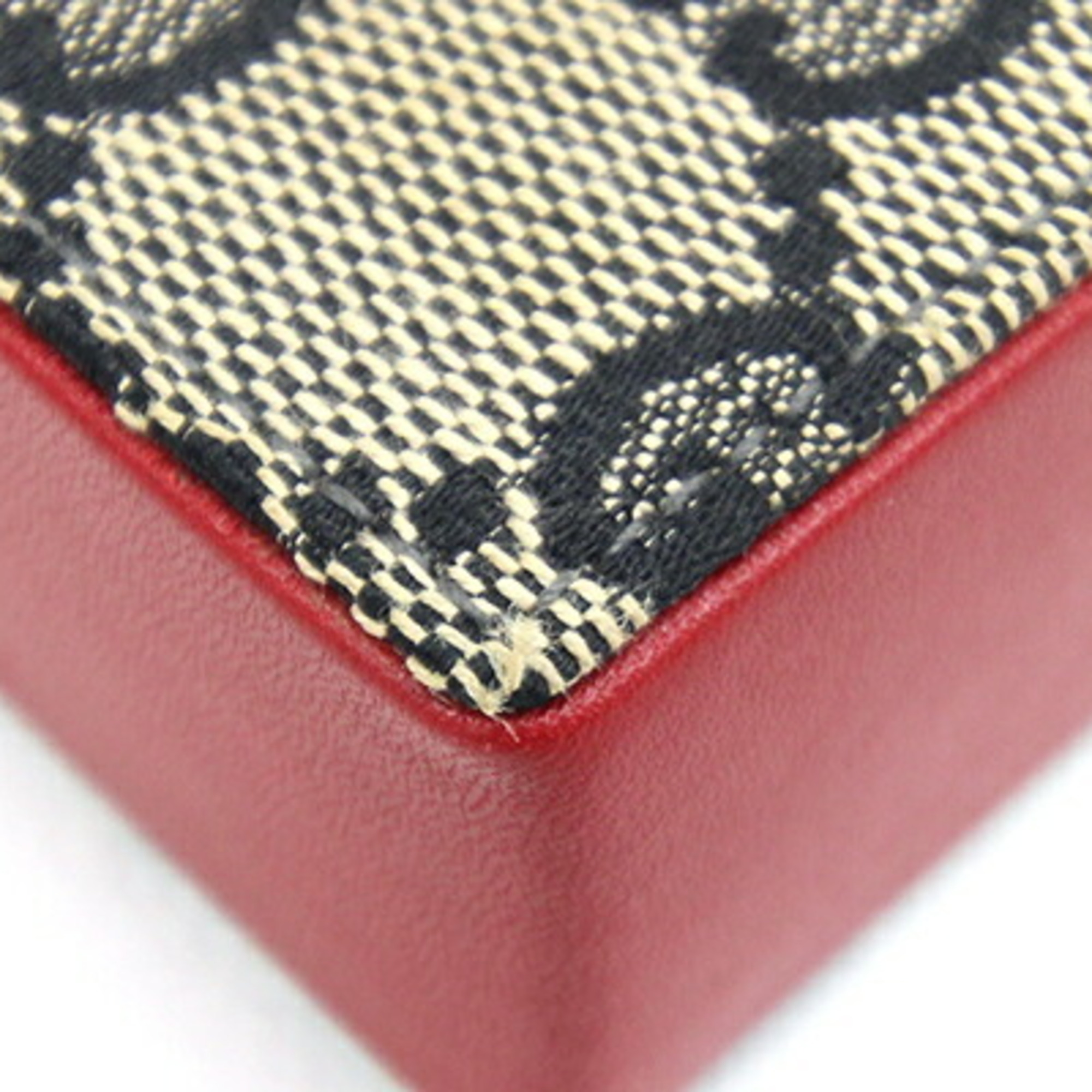 Gucci Cigarette Case 123033 Red Black Beige Leather Canvas GUCCI