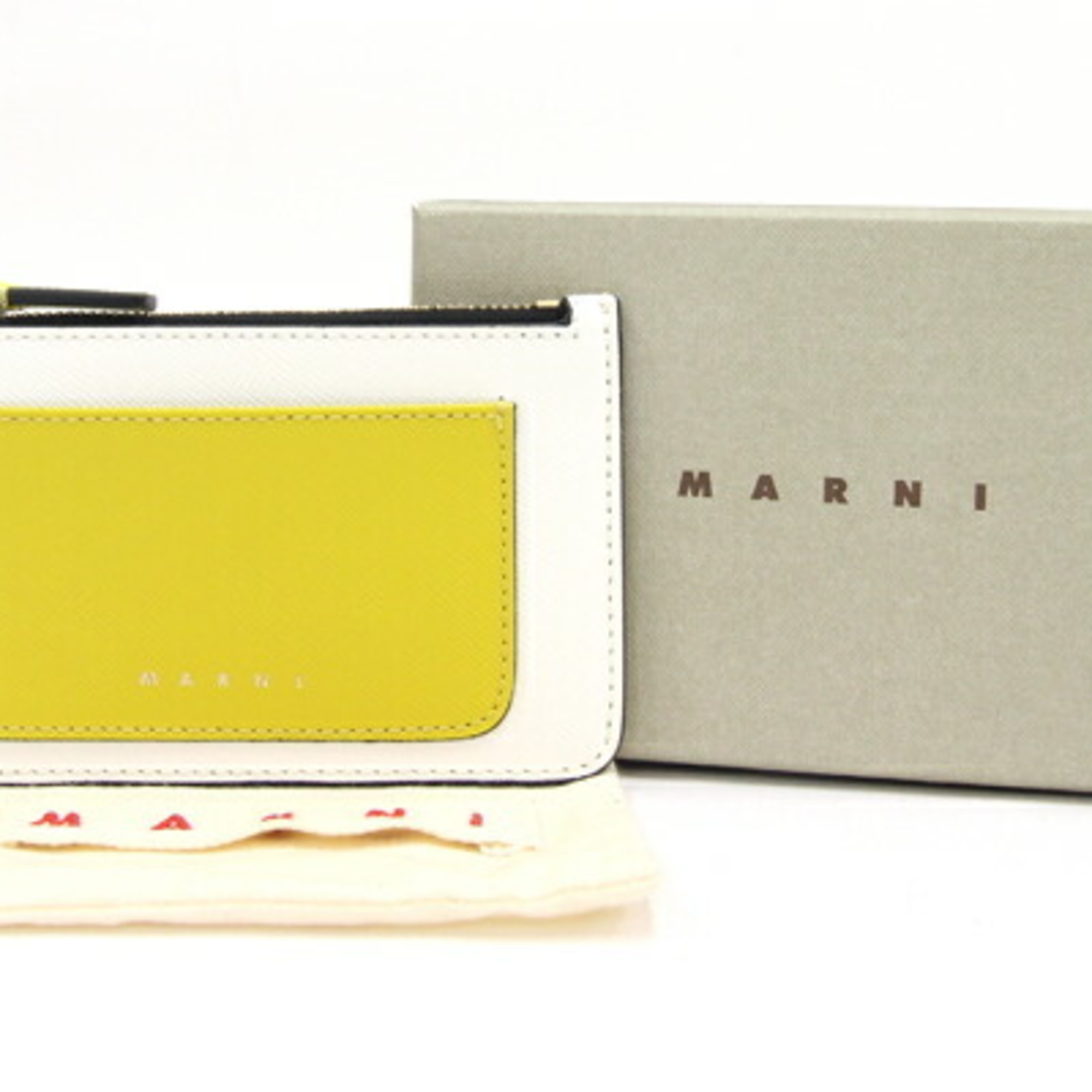 Marni Coin Case PFMO0025U1 White Yellow Leather Card Wallet Bicolor Women's MARNI
