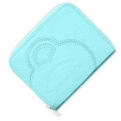 Tiffany Coin Case Return Toe Small Zip Wallet Blue Leather Women's TIFFANY&CO