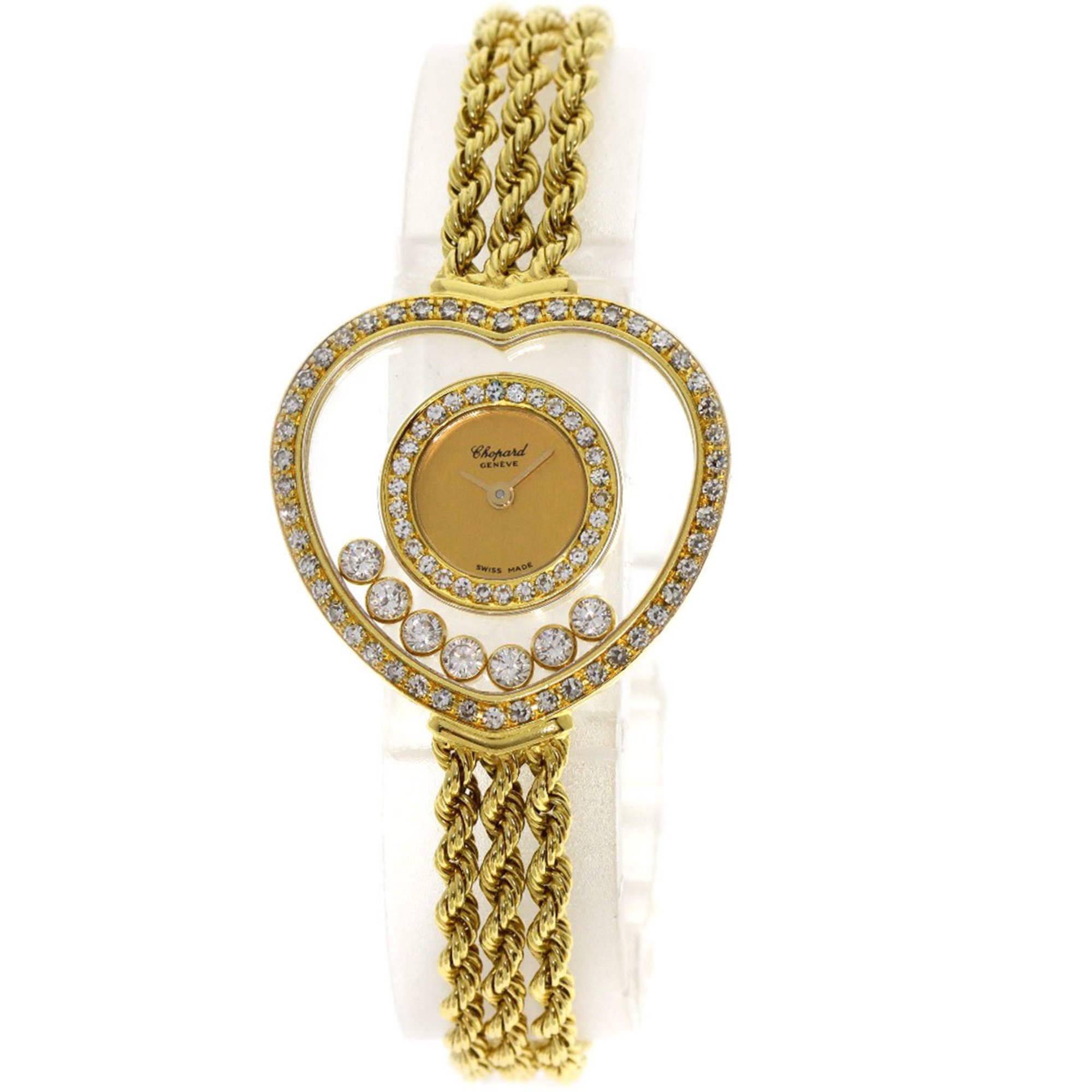 Chopard 20 4502 Happy Diamond Heart Manufacturer Complete Watch K18 Yellow Gold K18YG Ladies