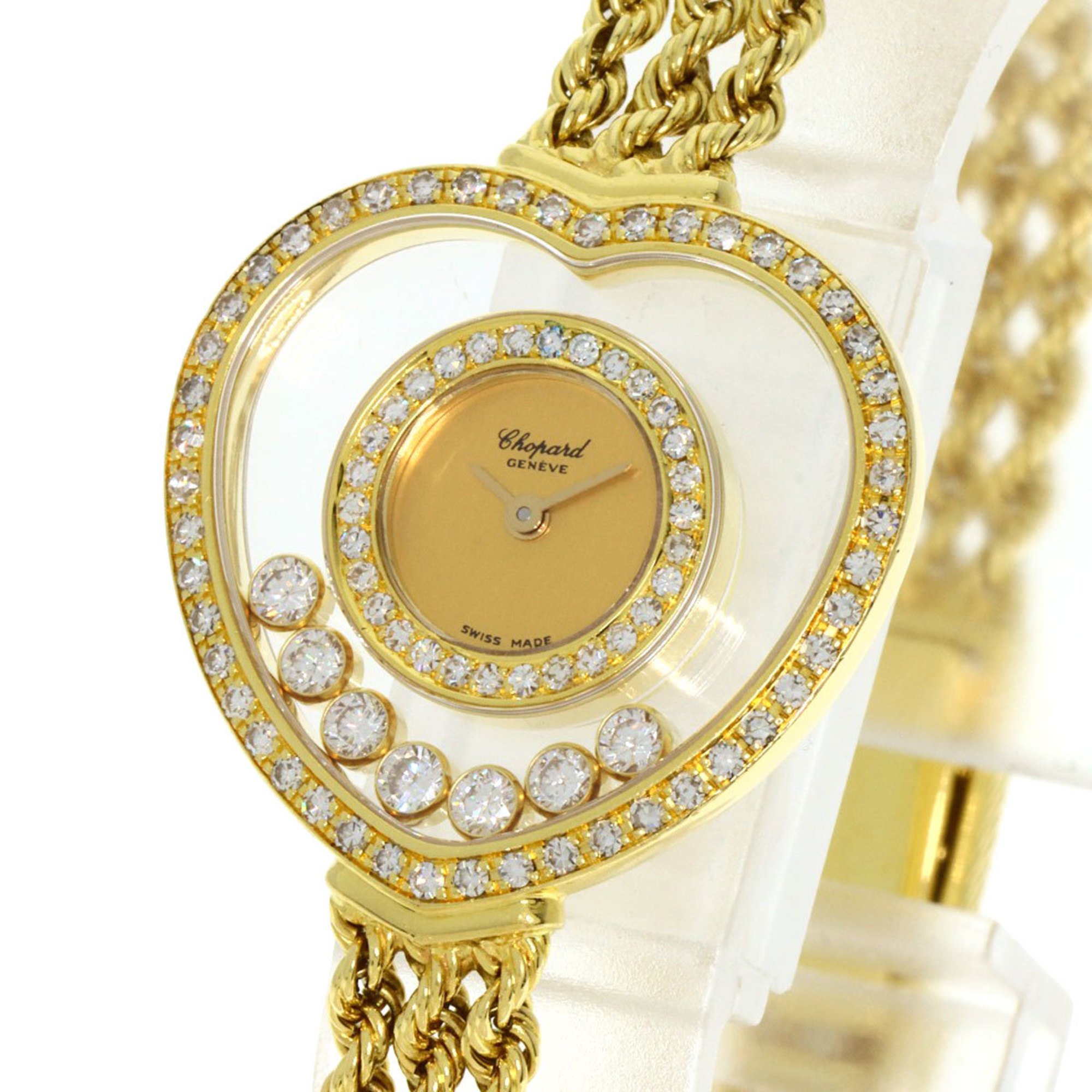 Chopard 20 4502 Happy Diamond Heart Manufacturer Complete Watch K18 Yellow Gold K18YG Ladies