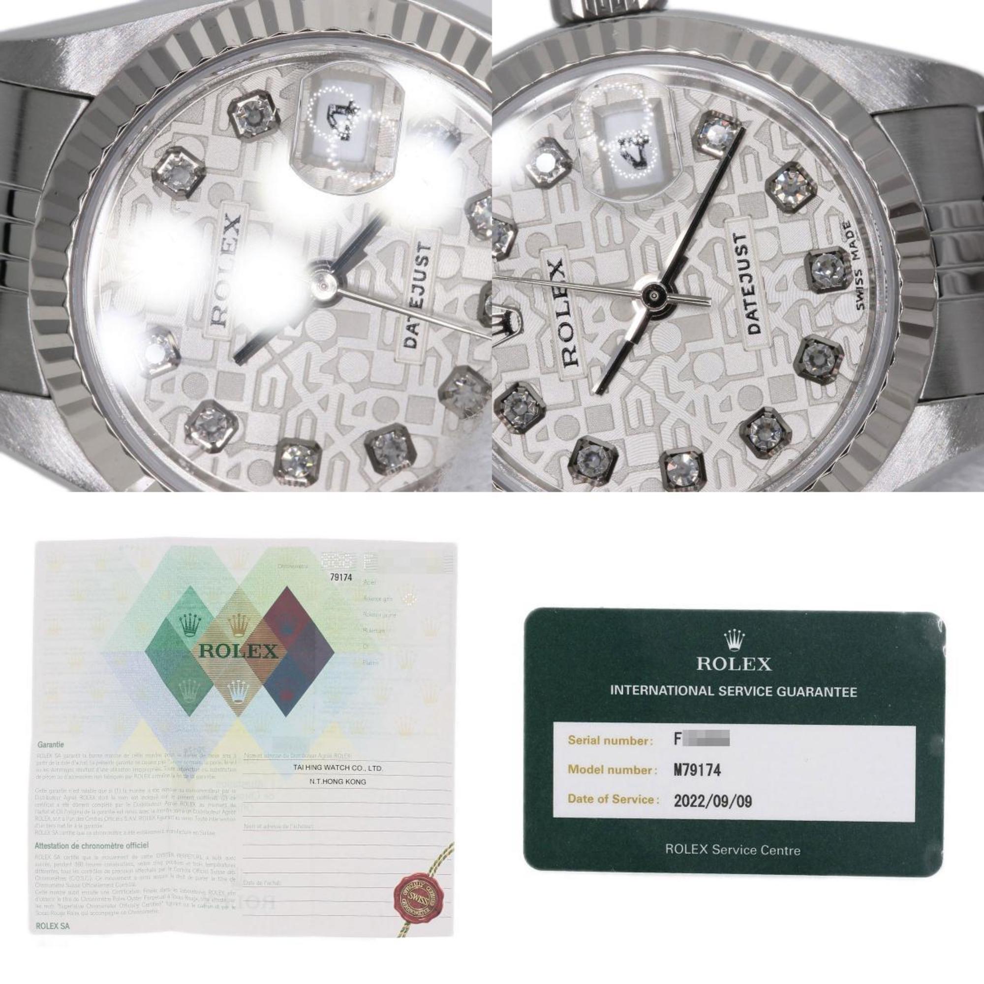 Rolex 79174G Datejust 10P Diamond Watch Stainless Steel SS K18WG Ladies ROLEX