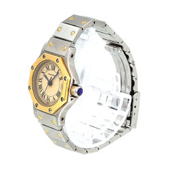 Cartier Santos Octagon SM Combi Women's Watch Date Ivory Dial K18YG Yellow Gold Quartz octagon