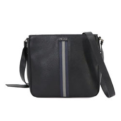 PRADA Saffiano shoulder bag leather black V1082R silver metal fittings Shoulder Bag