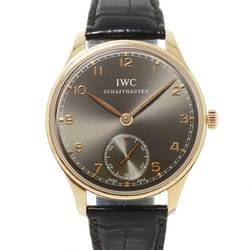 IWC Portuguese Hand-Wound IW545406 Men's Watch Gray Dial Luton K18PG Manual Winding International Company