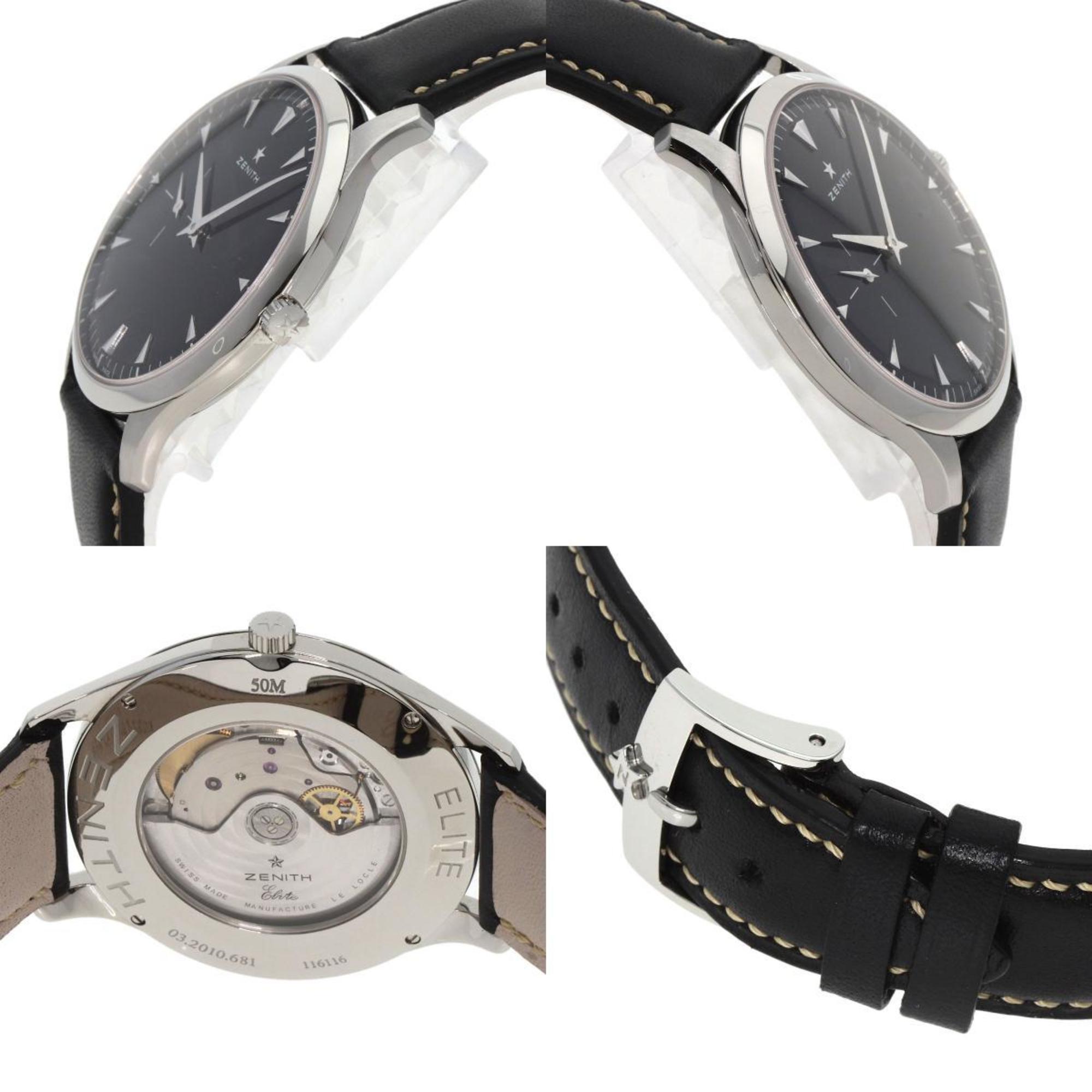 Zenith 03.2010.681 Elite Ultra Thin Watch Stainless Steel Leather Men's ZENITH
