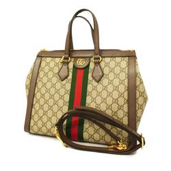 Gucci Handbag GG Supreme Sherry Line Ophidia 524537 Leather Brown Ladies