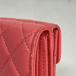 Chanel Trifold Wallet Matelasse Lambskin Pink Women's