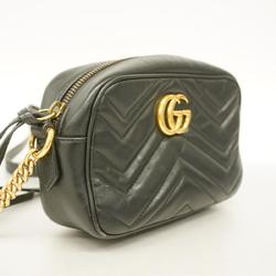 Gucci Shoulder Bag GG Marmont 448065 Leather Black Ladies