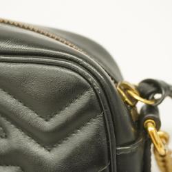 Gucci Shoulder Bag GG Marmont 448065 Leather Black Ladies
