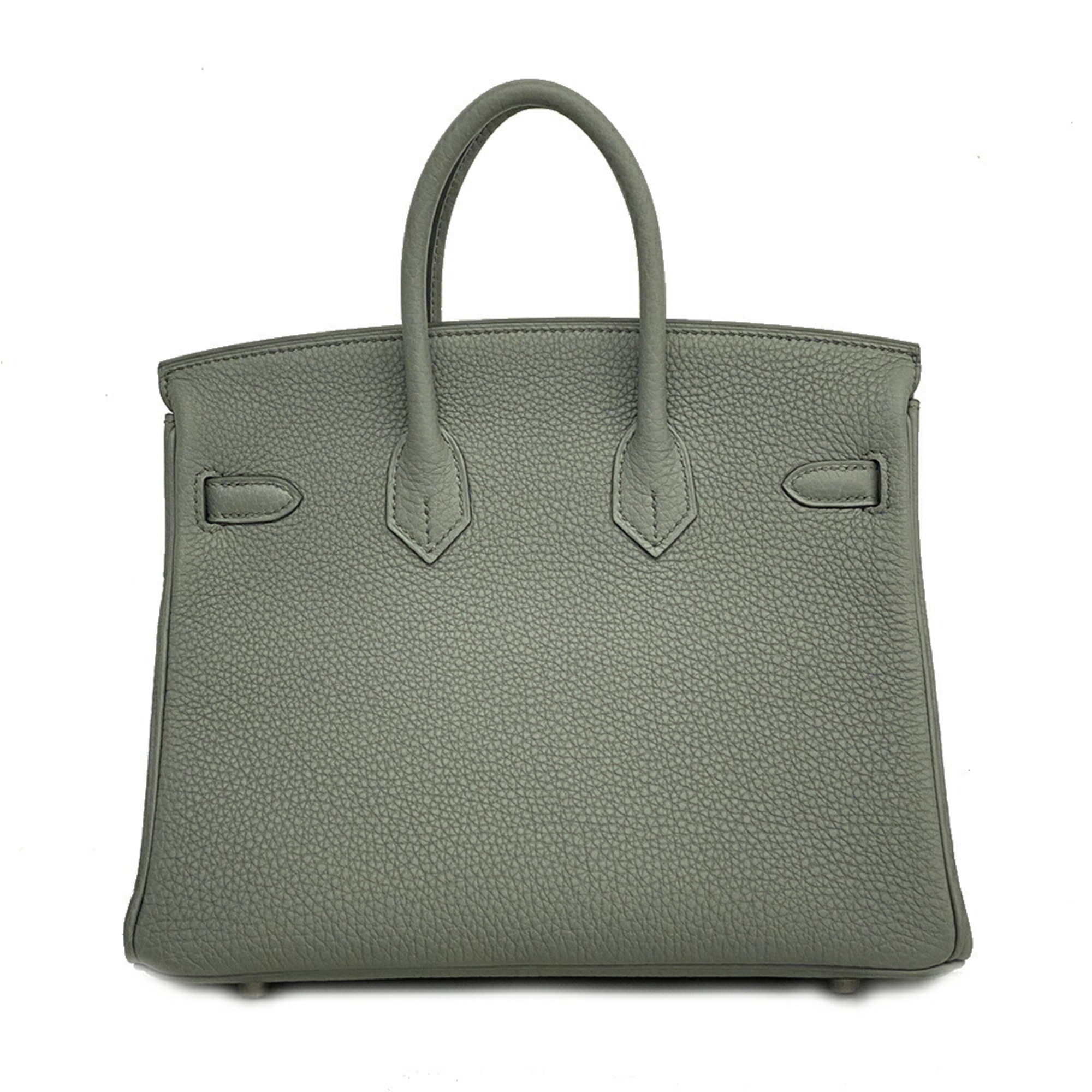 Hermes Handbag Birkin 25 B Engraved Togo Vert Amand Ladies
