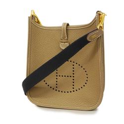 Hermes Shoulder Bag Evelyn TPM B Engraved Taurillon Clemence Etoupe Women's