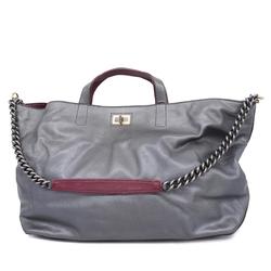Chanel Handbag 2.55 Chain Shoulder Caviar Skin Gray Ladies