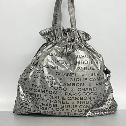 Chanel Tote Bag Unlimited Nylon Black Silver Ladies