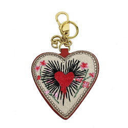 Gucci Keychain GG Supreme Heart Leather Pink Beige Red Ladies