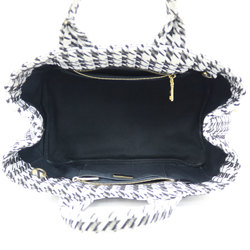 Prada Canapa Tote Shoulder Bag Cloth Black Women's PRADA Houndstooth BRB01000000001464