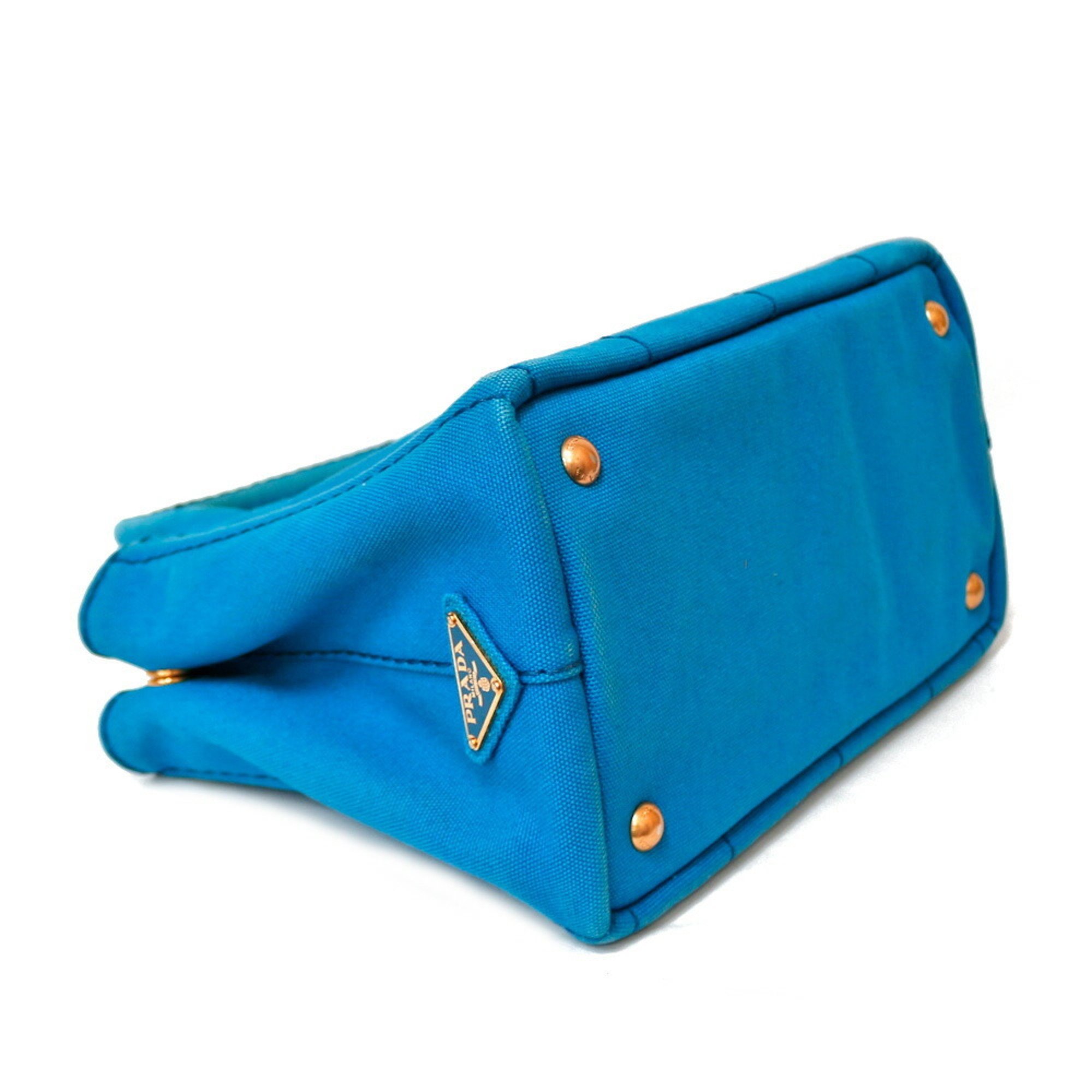 Prada Canapa Tote PM Bag Canvas Blue Ladies PRADA Handbag BRB01000000002493