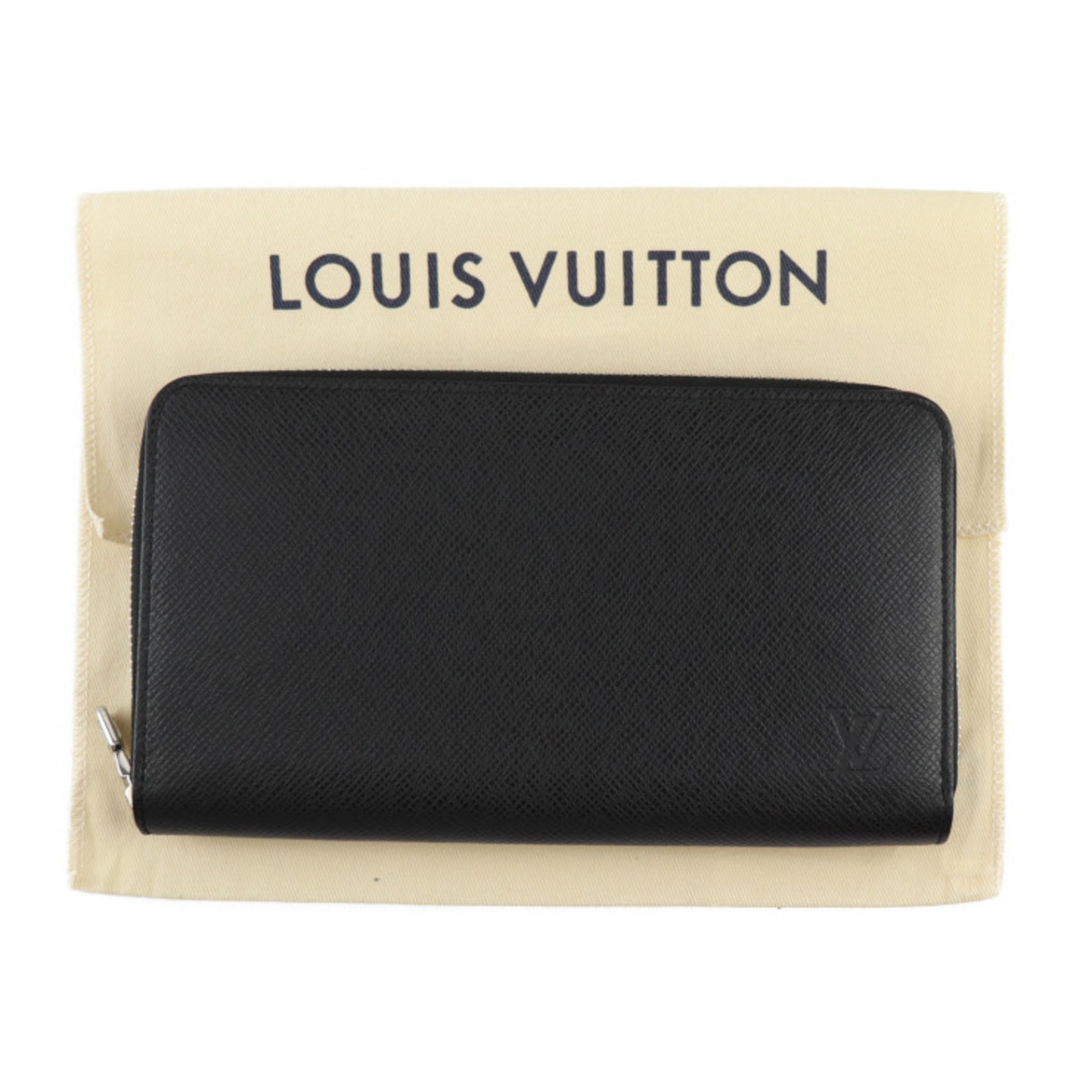 LOUIS VUITTON Zippy Organizer NM Taiga Long Wallet M30056 Leather Black Bifold Round