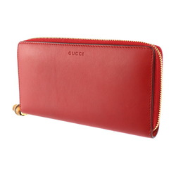 GUCCI Gucci Bamboo Long Wallet 453158 Leather Red Round