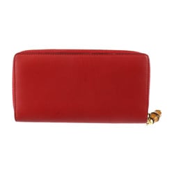 GUCCI Gucci Bamboo Long Wallet 453158 Leather Red Round