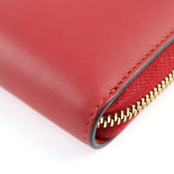 GUCCI Gucci Bamboo Long Wallet 453158 Leather Red Round