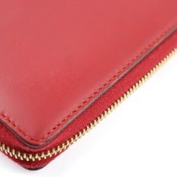 GUCCI Gucci Bamboo Long Wallet 453158 Leather Red Round