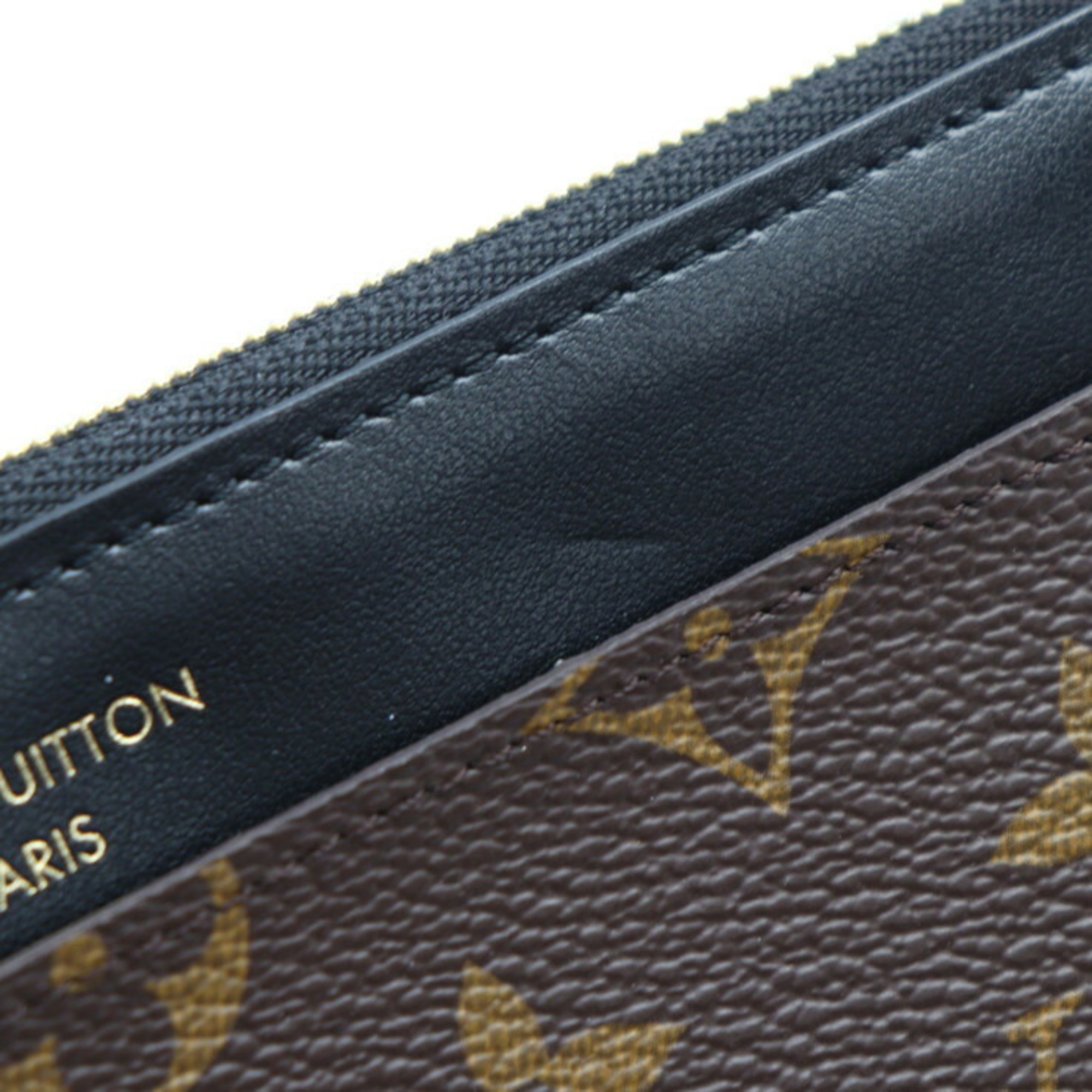LOUIS VUITTON Louis Vuitton Purse Long Wallet M80348 Monogram Canvas Leather Brown Black Card Case Coin Fragment