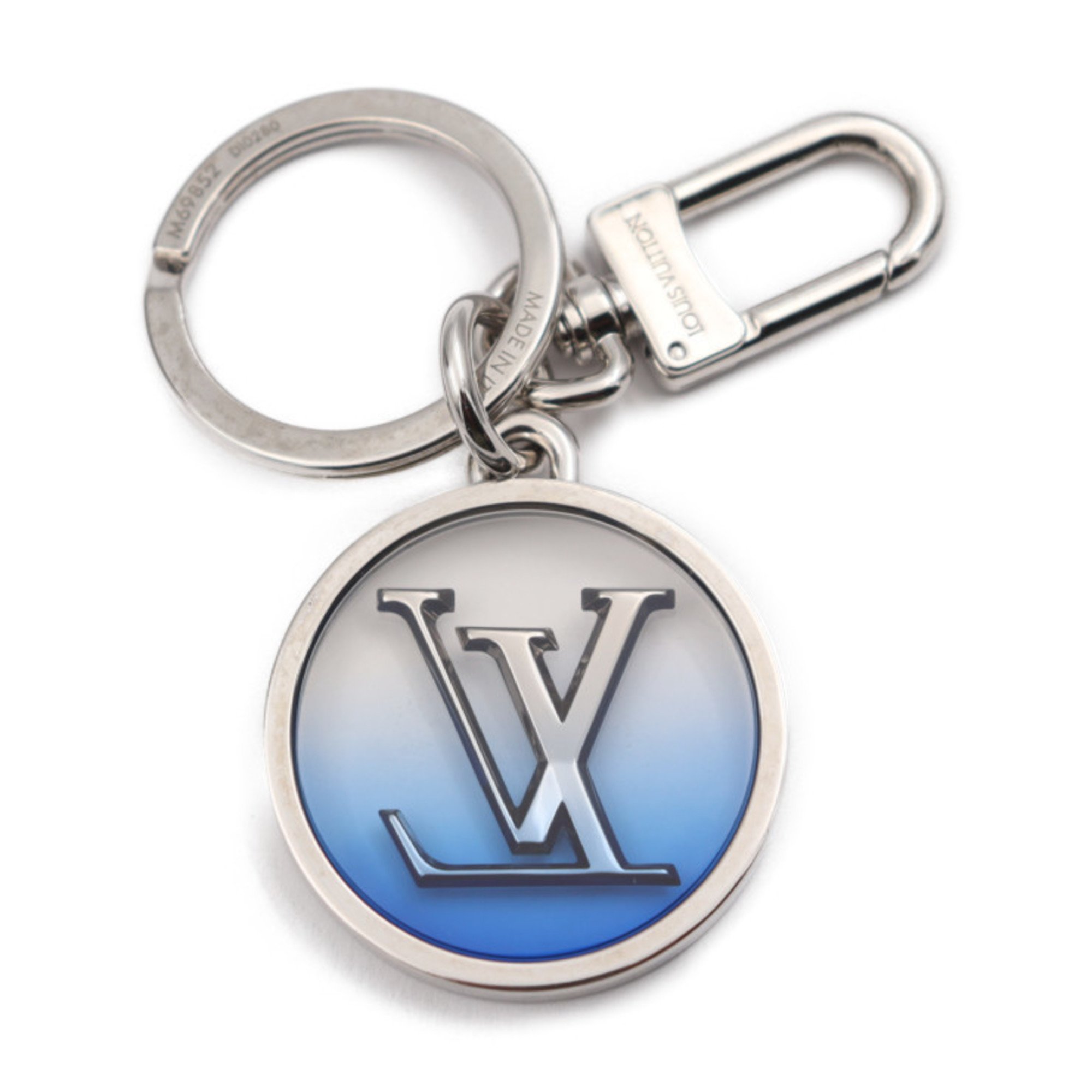 LOUIS VUITTON Portocre Inclusion Keychain M69852 Metal Plastic Silver Blue LV