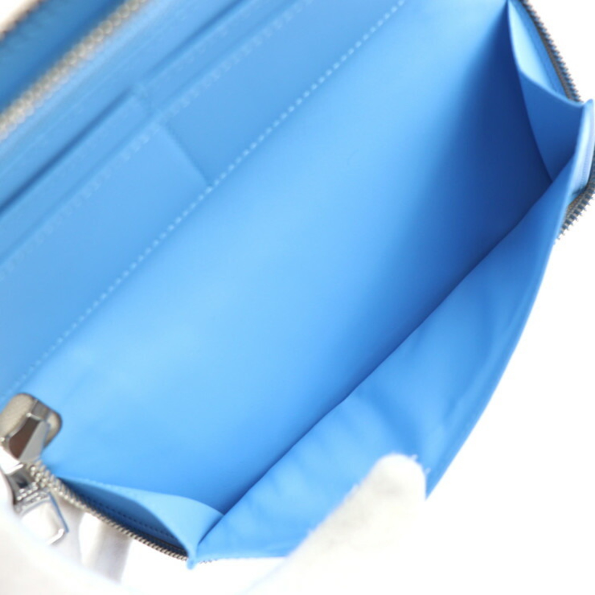 LOUIS VUITTON Zippy Wallet Vertical Monogram Long M81573 Taurillon Leather Chalk White Light Blue Round Vuitton
