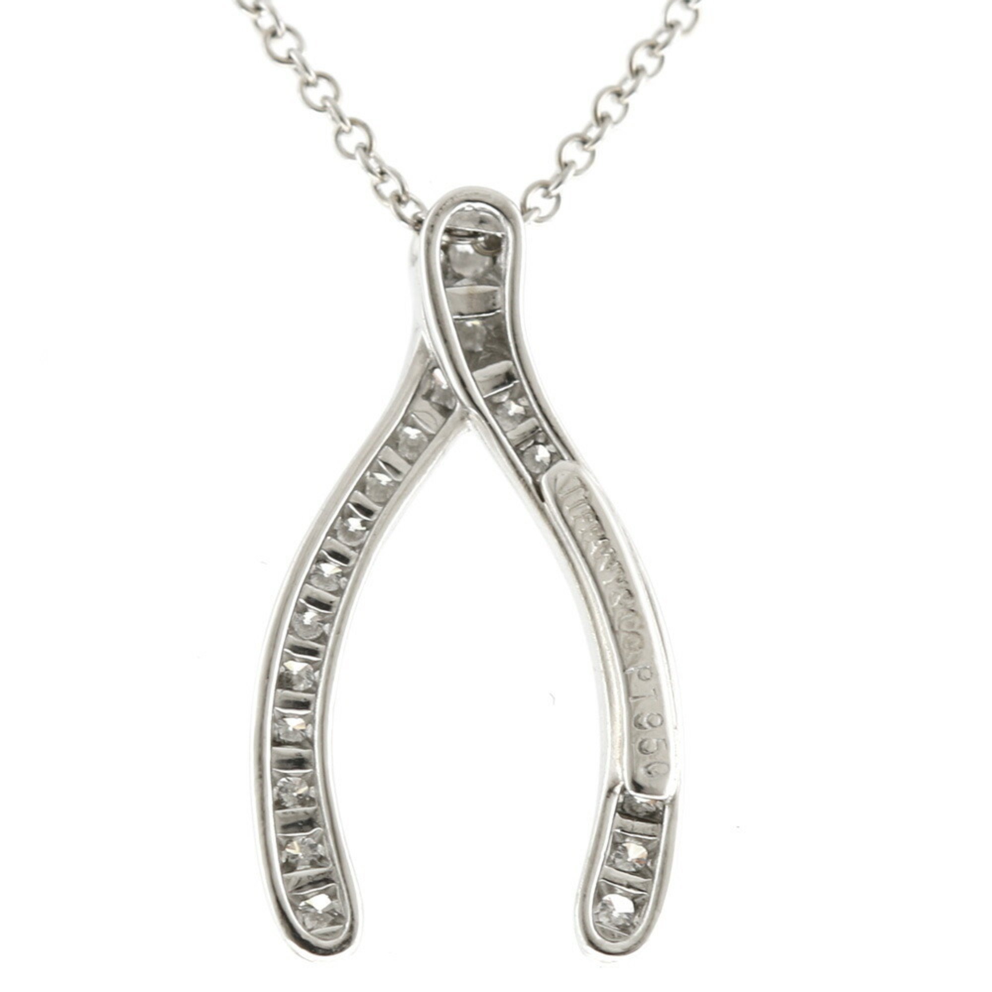 Tiffany Wishbone Necklace Pt950 Platinum Diamond Ladies TIFFANY&Co. BRJ09000000044178