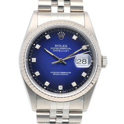 Rolex Datejust Oyster Perpetual Watch Stainless Steel 16234G Automatic Men's ROLEX S Number 1993 10P Diamond Blue Gradation Overhauled RWA01000000004942
