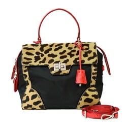 Prada Shoulder Bag Nylon Black Ladies PRADA Handbag Leopard BRB01000000002761