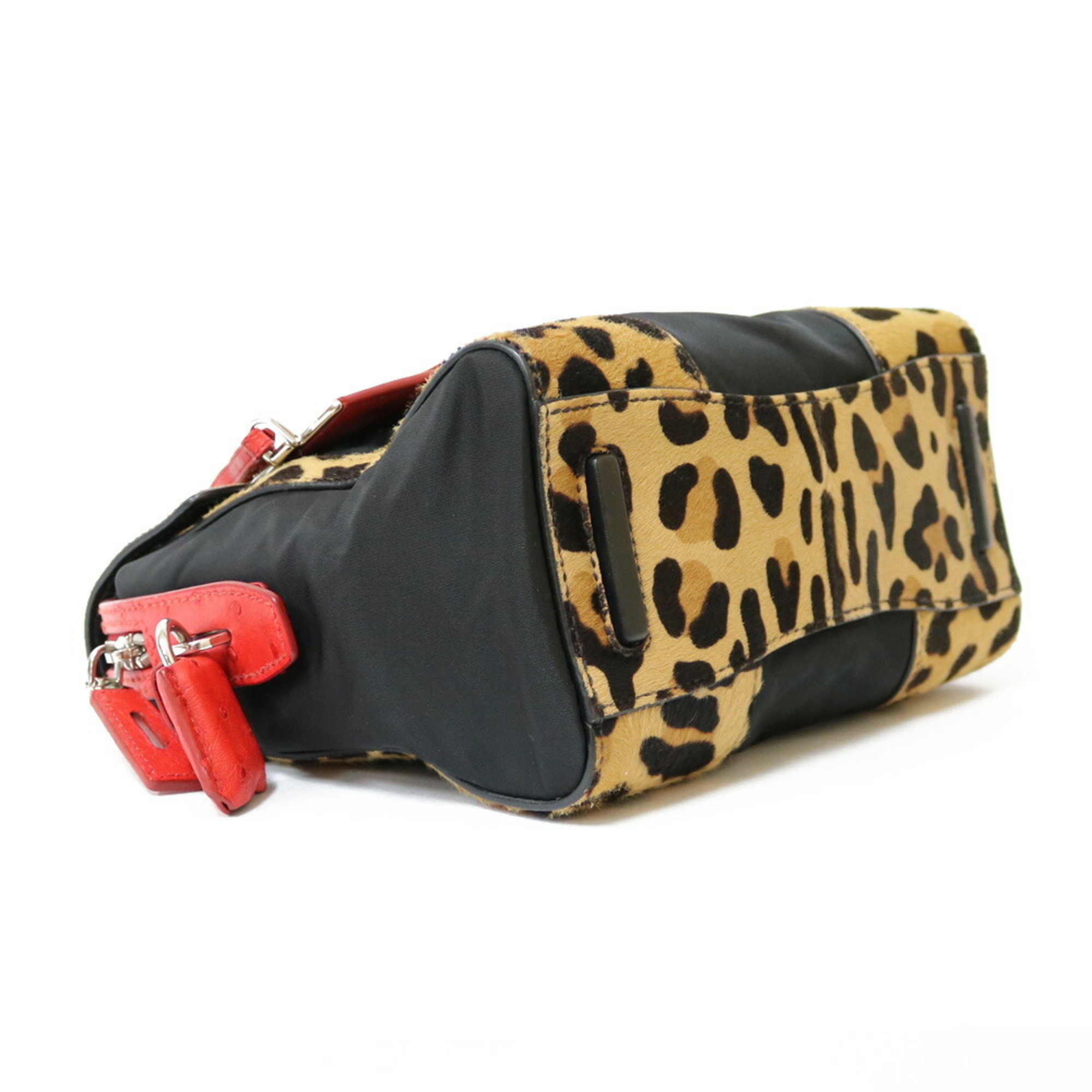 Prada Shoulder Bag Nylon Black Ladies PRADA Handbag Leopard BRB01000000002761