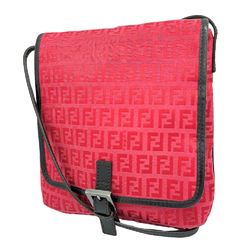 FENDI Zucca Shoulder Bag 8BT052 Canvas A5 Snap Button Ladies I111624121