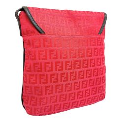 FENDI Zucca Shoulder Bag 8BT052 Canvas A5 Snap Button Ladies I111624121