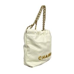 Chanel Handbag 22 Chain Shoulder Leather White Ladies