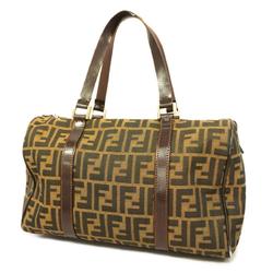 Fendi Handbag Zucca Nylon Canvas Brown Women's