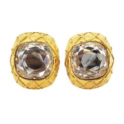 Chanel Earrings Matelasse Colored Stone GP Plated Gold Ladies