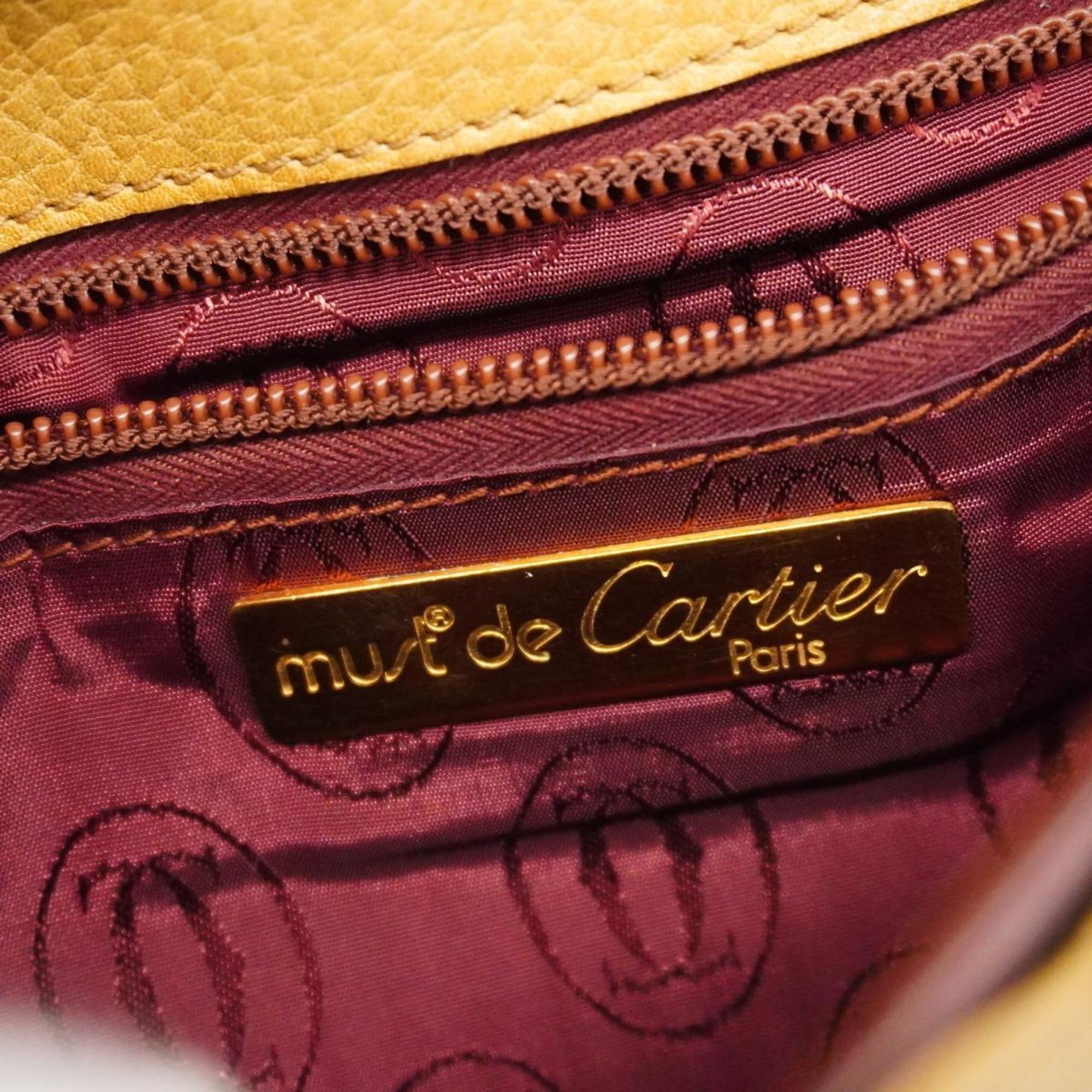 Cartier Shoulder Bag Must Leather Khaki Ladies