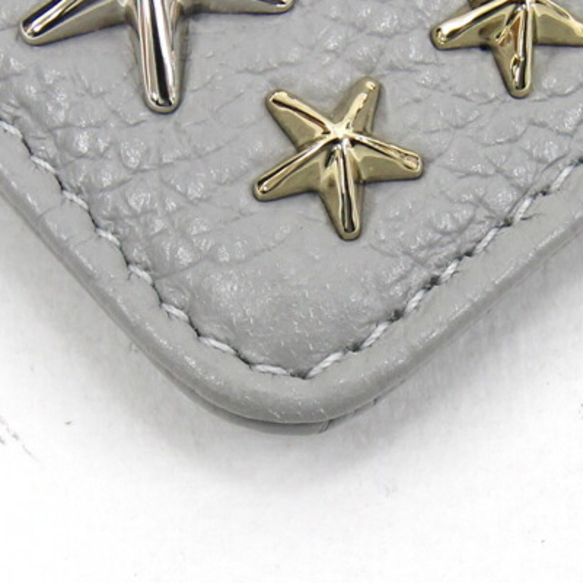Jimmy Choo Coin Case Star Studs Nancy Gray Leather Keychain Key Hook Ladies Card Fragment JIMMY CHOO